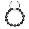 Nialaya Black / Silver Men's Black Diamond Beaded Bracelet With Matte Onyx And Sterling Silver In Multi
