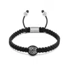 Nialaya Black / Silver Men's Black String Bracelet With Black Diamond Bead In Multi
