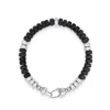 Nialaya Black / Silver Men's Hexagon Beaded Bracelet With Black Onyx And Silver