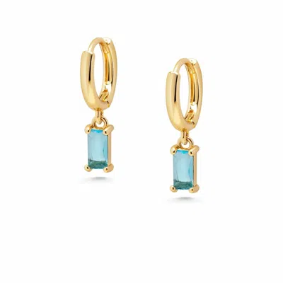 Nialaya Blue / Gold Women's Huggie Earrings With Blue Charm