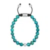 Nialaya Blue / Green / Silver Men's Beaded Bracelet With Turquoise And Sterling Silver Beads