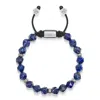 Nialaya Blue Men's Sterling Silver Faceted Beaded Bracelet With Lapis Lazuli In Blue