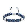 Nialaya Blue / Silver Men's Ceramic Flatbead Bracelet In Blue And Sterling Silver In Blue