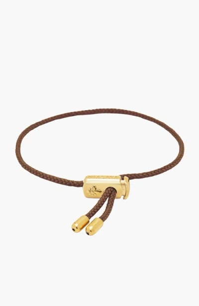 Nialaya Brown String Adjustable Gold Lock Bracelet