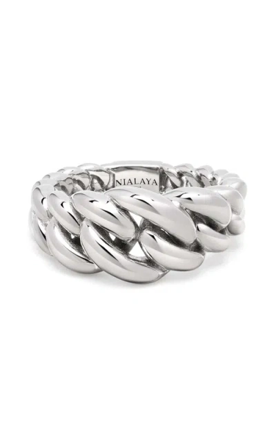 Nialaya Curb Link Ring In Metallic