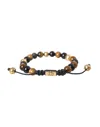 Nialaya Cz Ball Tiger Eye Stone Copper Beaded Men Bracelet In Multi