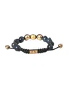Nialaya Cz Ball Tiger Eye Stone Copper Beaded Men Bracelet In Multi