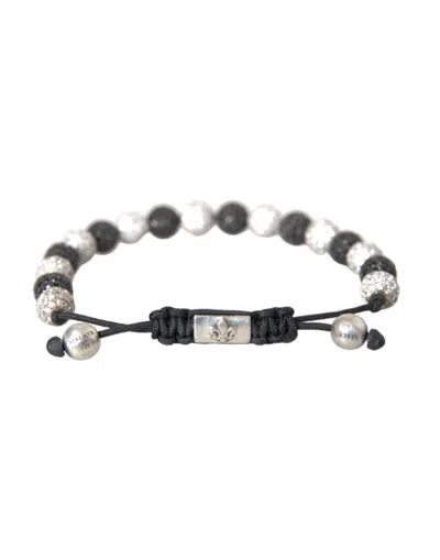Nialaya Cz Crystal Ball Black White Beaded Bracelet In Black And White