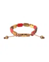 Nialaya Cz Tiger Eye Red Coral 925 Silver Men Bracelet In Brown