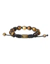 Nialaya Cz Ball Tiger Eye Stone Copper Beaded Men Bracelet In Brown