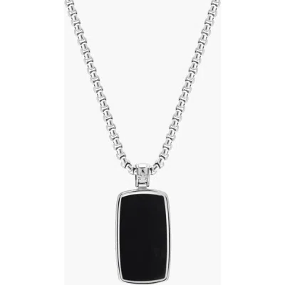 Nialaya Dog Tag Necklace In Black