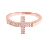 Nialaya Pink Gold 925 Silver Womens Cross Cz Ring In Pink