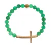 Nialaya Elegant Green Jade Bead & Gold Plated Bracelet