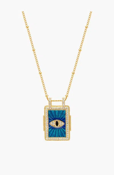 Nialaya Enamel Evil Eye Pendant Necklace In Gold