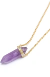 Nialaya Engraved Evil Eye Quartz Crystal Necklace In Purple