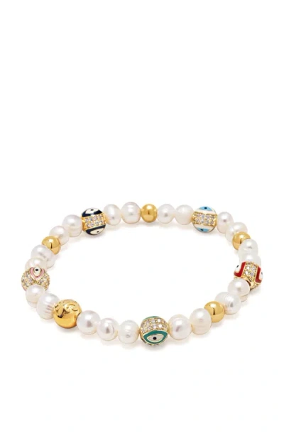 NIALAYA NIALAYA EVIL EYE PEARL BRACELET