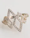 Nialaya Geometric Diamond Shape Pave Cz Crystal Jewelry Ring In Silver