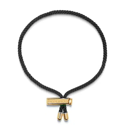 Nialaya Gold / Black Men's Black String Bracelet With Adjustable Lock