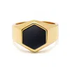Nialaya Gold / Black Men's Hexagon Ring With Onyx