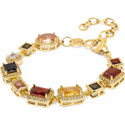 Nialaya Gold Crystal Gem Bracelet In Orange