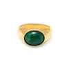 Nialaya Gold / Green Men's Gold Oval Signet Ring With Green Jade