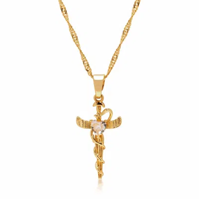 Nialaya Gold Men's Caduceus Necklace