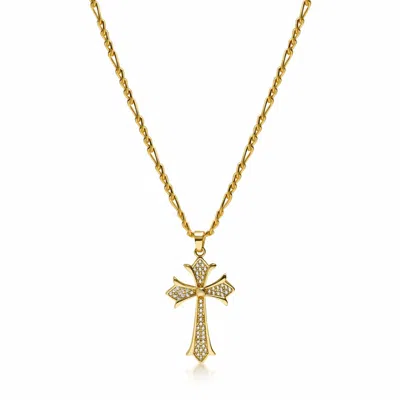 Nialaya Gold Men's Cz Cross Necklace