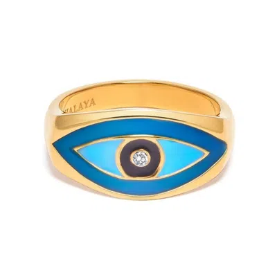 Nialaya Gold Men's Large Evil Eye Ring
