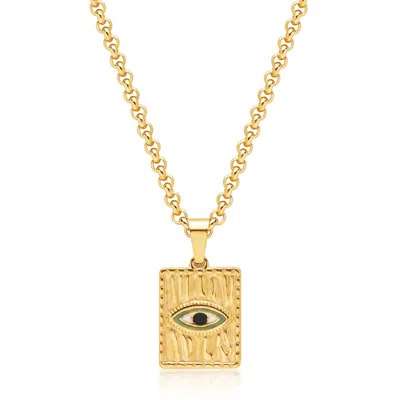 Nialaya Gold Men's Necklace With Evil Eye Pendant