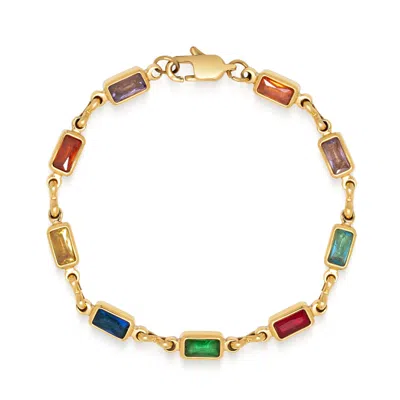 Nialaya Gold Men's Rectangle Tennis Bracelet