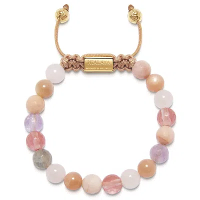 Nialaya Gold / Pink / Purple Women's Beaded Bracelet With Cherry Quartz, Rose Quartz, Amethyst Lavender, And In Multi