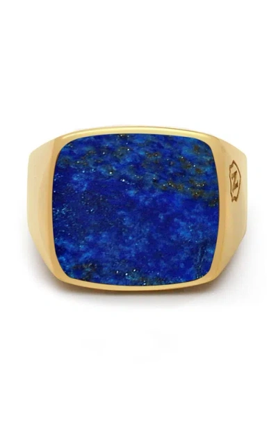 Nialaya Gold-plated Lapis Signet Ring In Blue