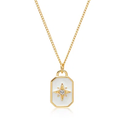 Nialaya Gold / White Women's Necklace With Enamel Starburst Pendant