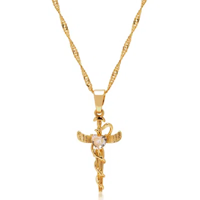 Nialaya Gold Women's Caduceus Pendant Necklace
