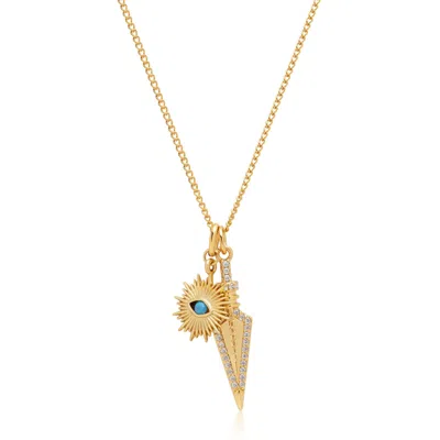 Nialaya Gold Women's Necklace With Dagger & Evil Eye Pendant