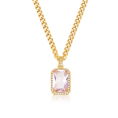 Nialaya Gold Women's Necklace With Pink Cz Diamond