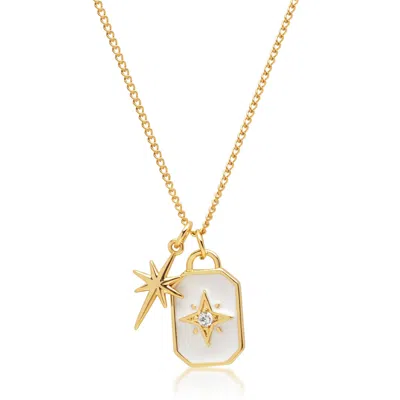 Nialaya Gold Women's Necklace With Starburst Duo Pendants