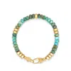 Nialaya Green / Gold / Blue Men's Hexagon Beaded Bracelet With Green Turquoise And Gold