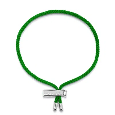 Nialaya Green / Silver Men's Green String Bracelet With Adjustable Silver Lock