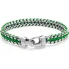 Nialaya Green Woven Box Silver Chain Bracelet In Green