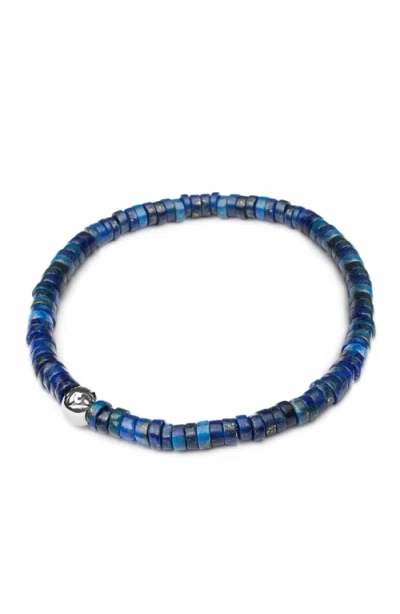 Nialaya Heishi Bead Blue Lapis Silver Wristband