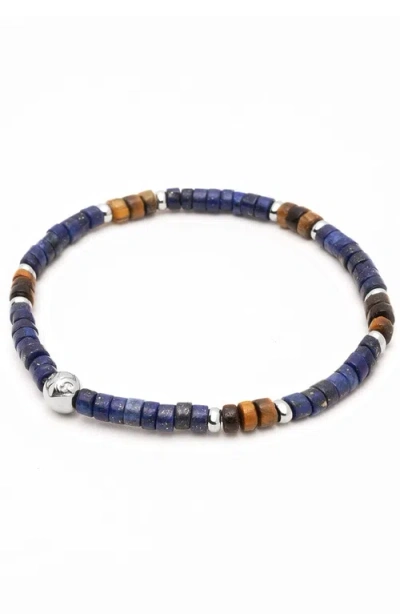 Nialaya Heishi Bead Lapis Tiger Eye Wristband