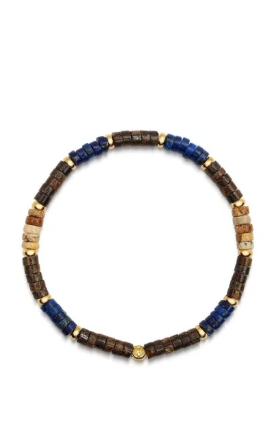 Nialaya Heishi Beaded Wristband In Brown