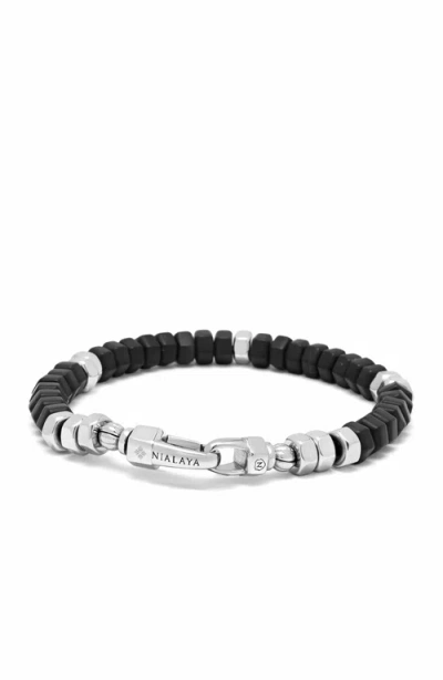 Nialaya Hexagon Black Onyx Beaded Bracelet In Multi