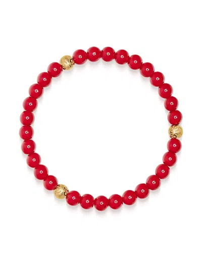 Nialaya Jewelry 6mm Jade Beaded Bracelet In Red