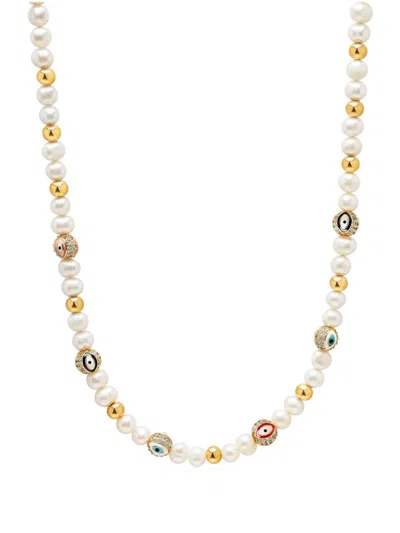 Nialaya Jewelry Bead-embellished Pearl Necklace In White