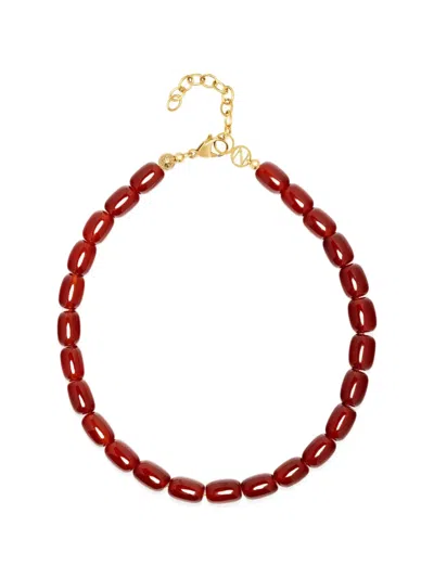 Nialaya Jewelry Beaded Agate Necklace In Pink