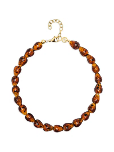 Nialaya Jewelry Beaded Amber Necklace In Pink