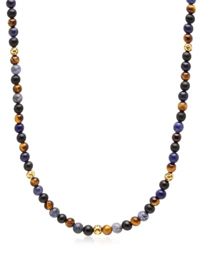 Nialaya Jewelry Beaded Gemstone Necklace In Brown