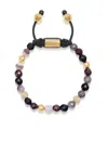 Nialaya Jewelry Botswana Agate-garnet Beaded Bracelet In Gold
